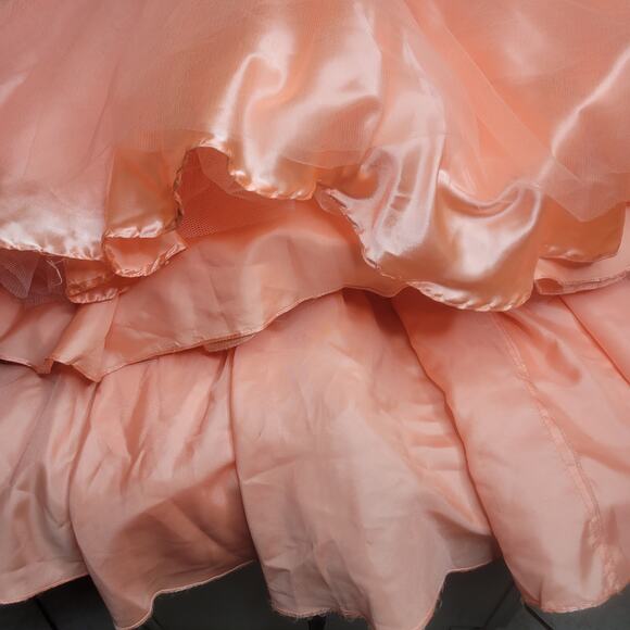 MacDuggal Mermaid Sweetheart Sequin Bead Peach Tulle Trumpet Dress Ball Gown✨️6 - Picture 14 of 16